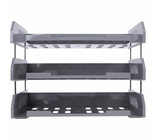 Лотки горизонтальные для бумаг, КОМПЛЕКТ 3 шт., 335х232х246 мм, серый, BRAUBERG FILE, 238108