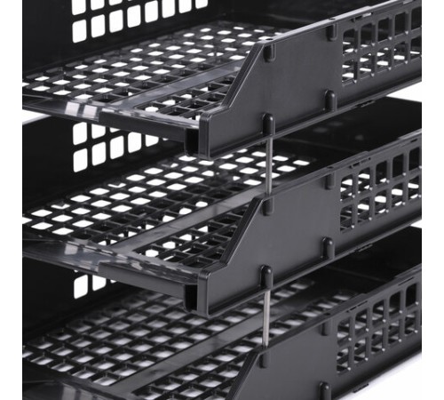 Лотки горизонтальные для бумаг, КОМПЛЕКТ 3 шт., 334х255х271 мм, черный, BRAUBERG GRAND OFFICE, 238109