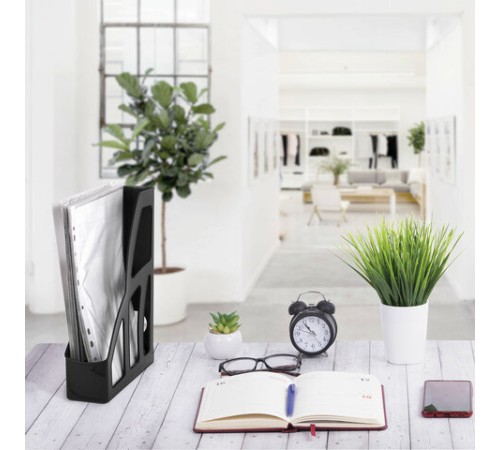 Лоток вертикальный для бумаг BRAUBERG FILE, 250х75х300 мм, черный, 238111