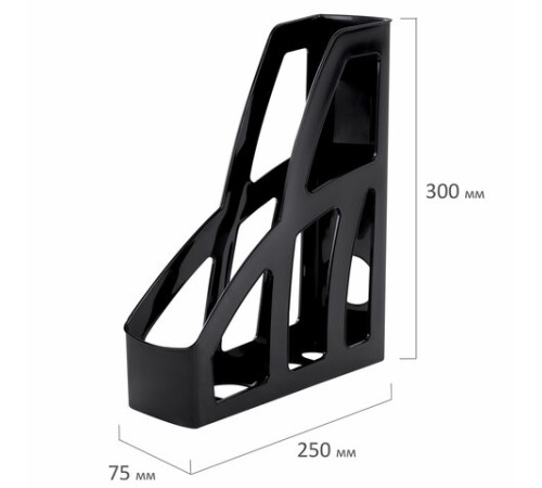 Лоток вертикальный для бумаг BRAUBERG FILE, 250х75х300 мм, черный, 238111