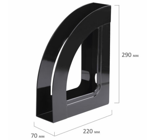 Лоток вертикальный для бумаг BRAUBERG ECONOMY, 220х70х290 мм, черный, 238112