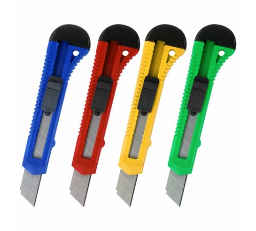 Нож канцелярский 18 мм STAFF EVERYDAY, фиксатор, матовый корпус ассорти, упаковка с подвесом, 238179