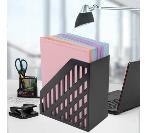 Лоток вертикальный для бумаг BRAUBERG ULTRA увеличенная ширина, 250х160х290 мм, черный, 238253