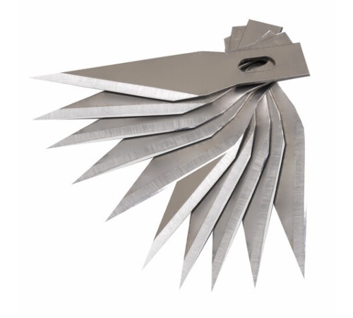 Нож макетный (скальпель) STAFF, 11 лезвий в комплекте, металлический корпус, блистер, 238257