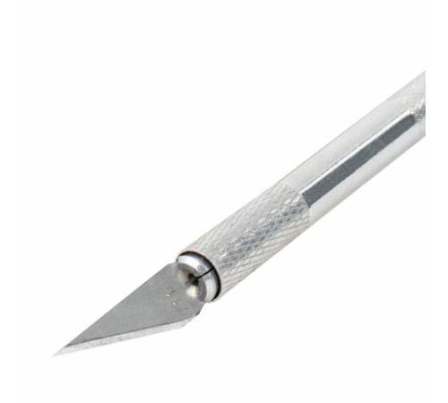 Нож макетный (скальпель) STAFF, 6 лезвий в комплекте, металлический корпус, блистер, 238258