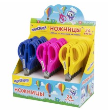 Ножницы ЮНЛАНДИЯ 130 мм, с линейкой, цвет ассорти, в дисплее, 238342