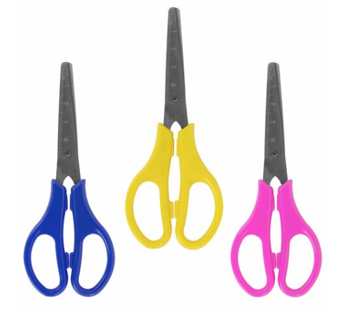 Ножницы ЮНЛАНДИЯ 130 мм, с линейкой, цвет ассорти, в дисплее, 238342