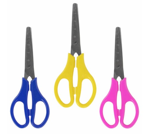 Ножницы ЮНЛАНДИЯ 130 мм, с линейкой, цвет ассорти, в картонной упаковке с европодвесом, 238343