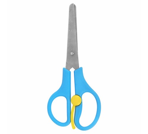 Ножницы ЮНЛАНДИЯ, 130 мм, с усилителем и линейкой, эргономичные ручки, голубые, 238344