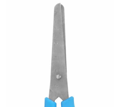 Ножницы ЮНЛАНДИЯ, 130 мм, с усилителем и линейкой, эргономичные ручки, голубые, 238344