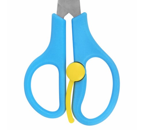 Ножницы ЮНЛАНДИЯ, 130 мм, с усилителем и линейкой, эргономичные ручки, голубые, 238344