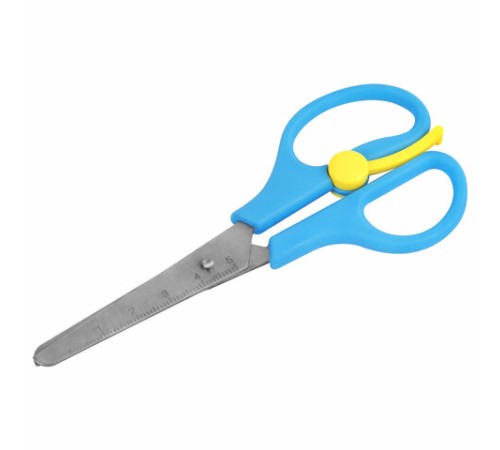 Ножницы ЮНЛАНДИЯ, 130 мм, с усилителем и линейкой, эргономичные ручки, голубые, 238344