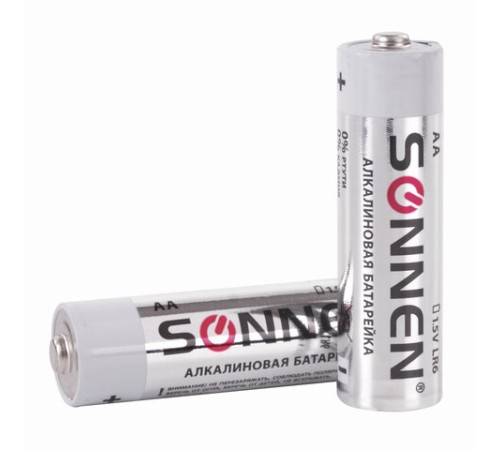 Батарейки КОМПЛЕКТ 4 шт., SONNEN Alkaline, АА (LR6, 15А), алкалиновые, пальчиковые, блистер, 451085 Батарейки КОМПЛЕКТ 4 шт., SONNEN Alkaline, АА (LR6, 15А), алкалиновые, пальчиковые, блистер, 451085