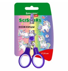 Ножницы 130 мм сиреневые, с цветной печатью 