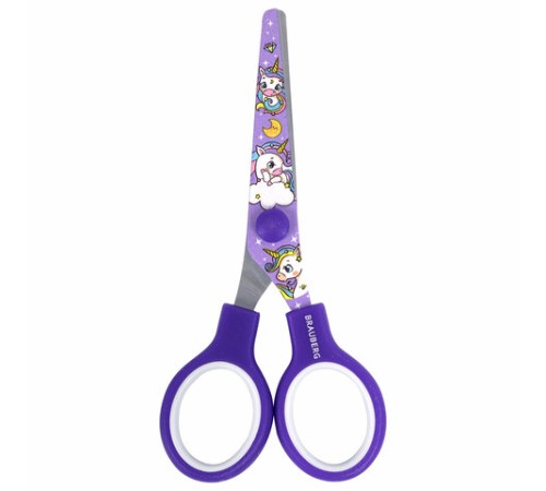 Ножницы 130 мм сиреневые, с цветной печатью 