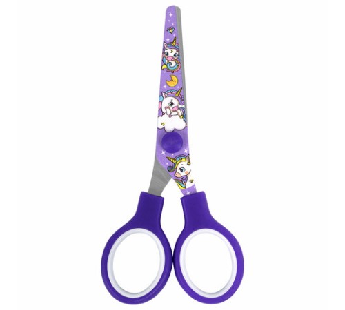 Ножницы 130 мм сиреневые, с цветной печатью 