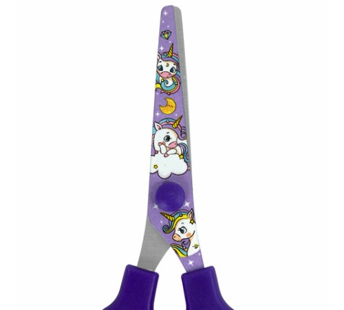 Ножницы 130 мм сиреневые, с цветной печатью 