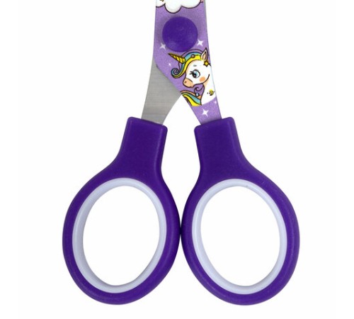 Ножницы 130 мм сиреневые, с цветной печатью 