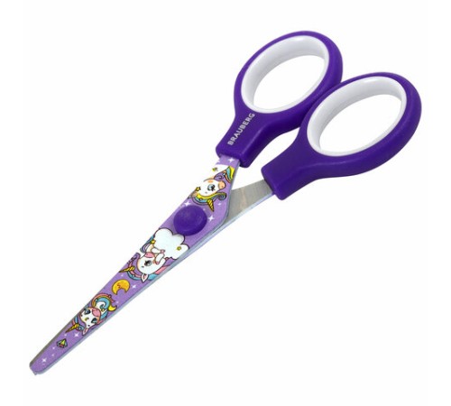 Ножницы 130 мм сиреневые, с цветной печатью 