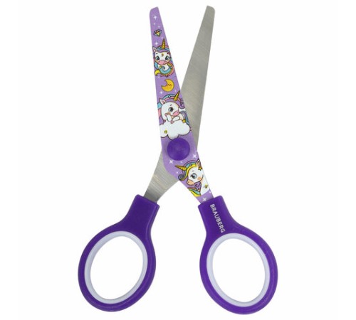 Ножницы 130 мм сиреневые, с цветной печатью 