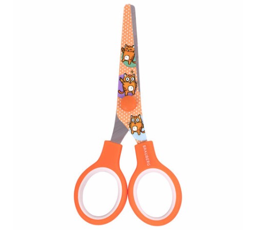 Ножницы 130 мм оранжевые, с цветной печатью 
