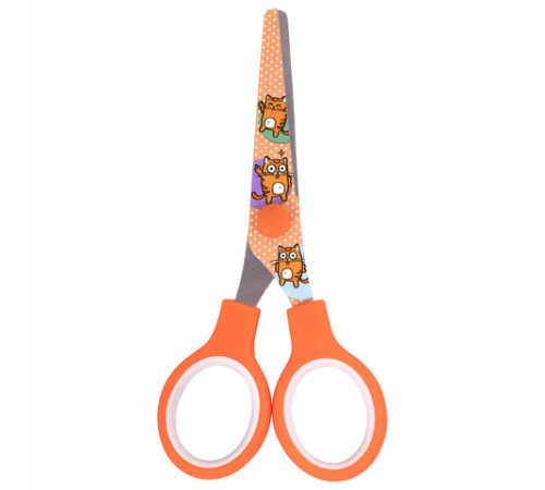 Ножницы 130 мм оранжевые, с цветной печатью 
