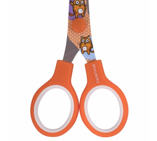 Ножницы 130 мм оранжевые, с цветной печатью 