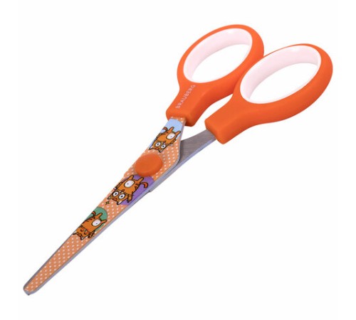 Ножницы 130 мм оранжевые, с цветной печатью 