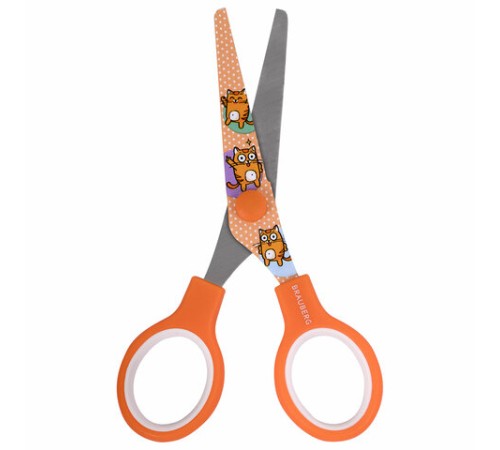 Ножницы 130 мм оранжевые, с цветной печатью 
