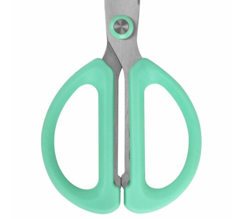 Ножницы 137 мм, резиновые рукоятки, пастельный мятный, чехол на лезвии, BRAUBERG KIDS, 238354