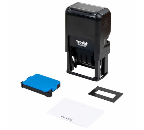 Датер со свободным полем, оттиск 41 х 24 мм, синий, TRODAT 4750 PRINTY 4.0, корпус черный, 141304