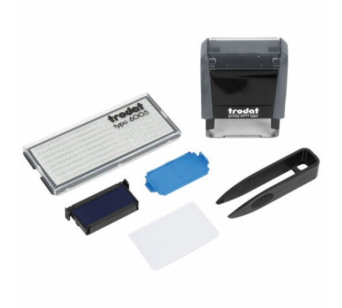 Штамп самонаборный 3-стр, 38х14 мм, синий, TRODAT 4911P4/DB, корпус СЕРЫЙ, КАССА В КОМПЛЕКТЕ, 43214