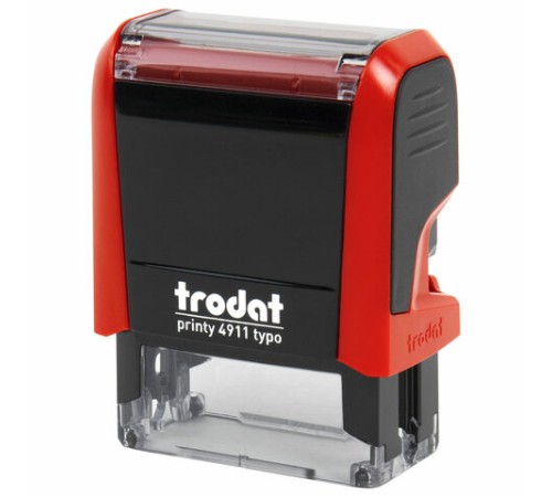 Штамп самонаборный 3-стр, 38х14 мм, синий, TRODAT 4911P4/DB, корпус КРАСНЫЙ, КАССА В КОМПЛЕКТЕ, 43217