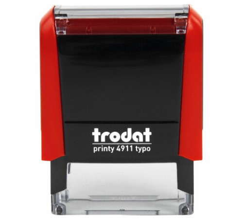 Штамп самонаборный 3-стр, 38х14 мм, синий, TRODAT 4911P4/DB, корпус КРАСНЫЙ, КАССА В КОМПЛЕКТЕ, 43217