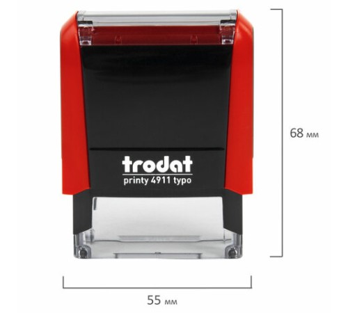 Штамп самонаборный 3-стр, 38х14 мм, синий, TRODAT 4911P4/DB, корпус КРАСНЫЙ, КАССА В КОМПЛЕКТЕ, 43217