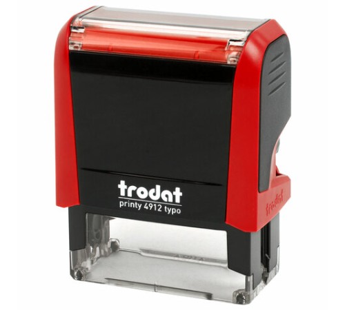 Штамп самонаборный 4-стр., 47х18 мм, синий, TRODAT 4912P4/DB, корпус КРАСНЫЙ, КАССЫ В КОМПЛЕКТЕ, 43218