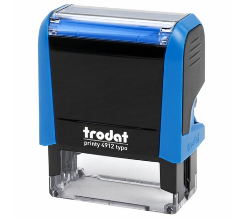 Штамп самонаборный 4-стр, 47х18 мм, синий, TRODAT 4912P4/DB, корпус СИНИЙ, КАССА В КОМПЛЕКТЕ, 67581