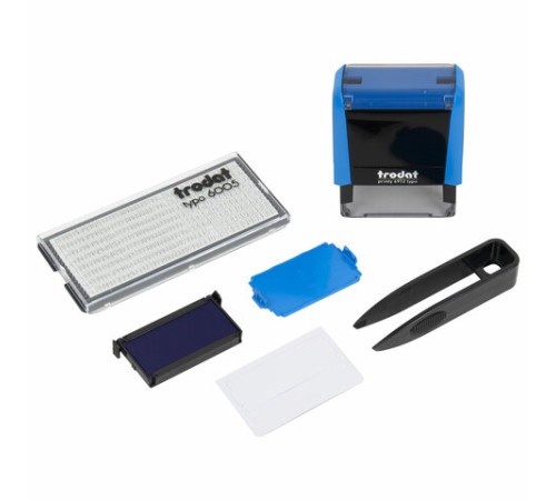 Штамп самонаборный 4-стр, 47х18 мм, синий, TRODAT 4912P4/DB, корпус СИНИЙ, КАССА В КОМПЛЕКТЕ, 67581