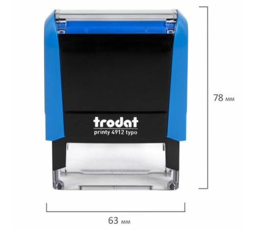 Штамп самонаборный 4-стр, 47х18 мм, синий, TRODAT 4912P4/DB, корпус СИНИЙ, КАССА В КОМПЛЕКТЕ, 67581