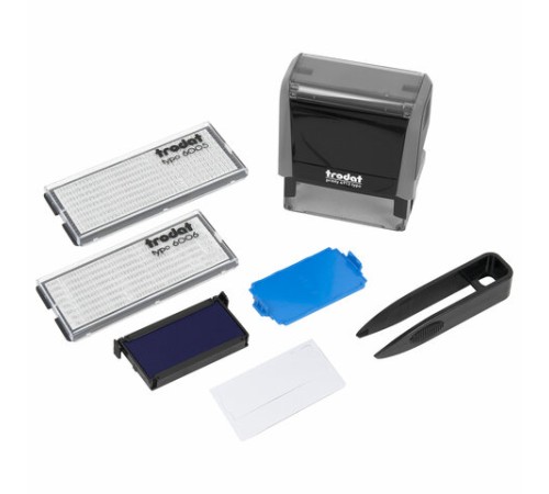 Штамп самонаборный 5-стр, 58х22 мм, синий, TRODAT 4913P4/DB, корпус СЕРЫЙ, КАССЫ В КОМПЛЕКТЕ, 43216