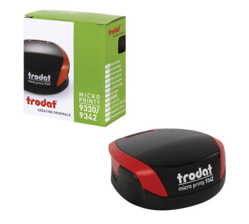 Оснастка для печатей КАРМАННАЯ, D=42 мм, синий, TRODAT 9342 MICRO P4, корпус красный, подушка, 163189