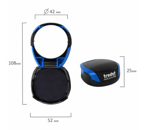 Оснастка для печатей КАРМАННАЯ, D=42 мм синий, TRODAT 9342 MICRO P4, корпус синий, подушка,163187