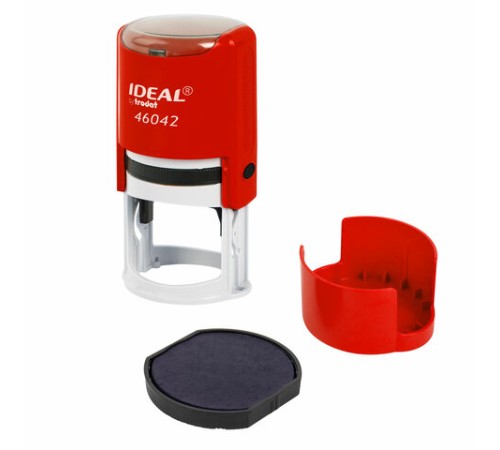 Оснастка для печатей оттиск D=42 мм, синий, TRODAT IDEAL 46042, корпус КРАСНЫЙ, крышка, подушка,125311