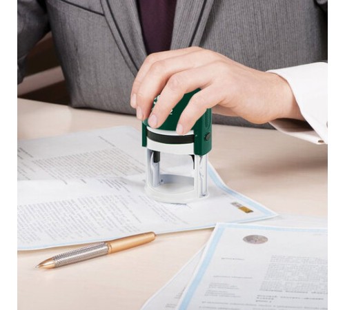 Оснастка для печатей оттиск D=42 мм, синий, TRODAT IDEAL 46042, корпус ИЗУМРУД, крышка, подушка,191407