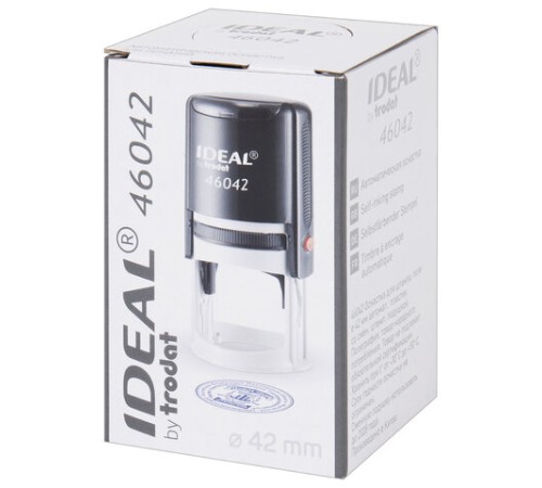 Оснастка для печатей оттиск D=42 мм, синий, TRODAT IDEAL 46042, корпус ИЗУМРУД, крышка, подушка,191407