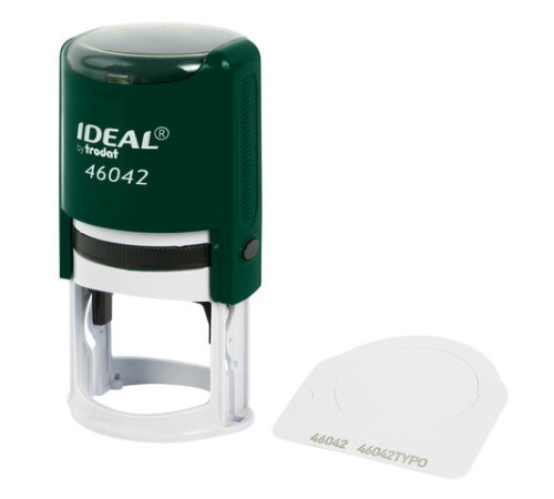 Оснастка для печатей оттиск D=42 мм, синий, TRODAT IDEAL 46042, корпус ИЗУМРУД, крышка, подушка,191407