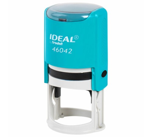 Оснастка для печатей оттиск D=42 мм, синий, TRODAT IDEAL 46042, корпус БИРЮЗОВЫЙ, крышка, подушка,198959