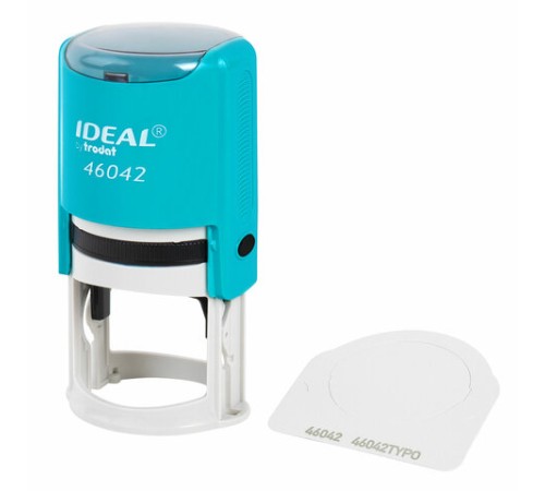 Оснастка для печатей оттиск D=42 мм, синий, TRODAT IDEAL 46042, корпус БИРЮЗОВЫЙ, крышка, подушка,198959