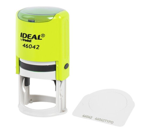 Оснастка для печатей оттиск D=42 мм, синий, TRODAT IDEAL 46042, корпус ЖЕЛТЫЙ, крышка, подушка, 198960