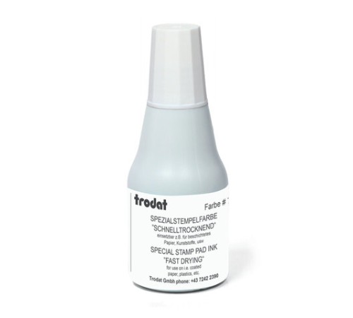 Краска штемпельная TRODAT 7021 белая 25 мл, на СПИРТОВОЙ основе, 73478, 73481